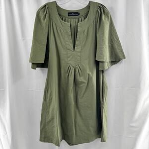Pomander Place Tuckernuck Finley Mini Dress Sz S Green Flutter Sleeve Babydoll